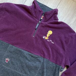 VTG Looney Tunes Tweety Purple & Gray Pullover Sweatshirt Hoodie Size Large